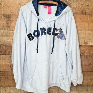 Y2K Hoodie Disney Eeyore Fleece Sweatshirt Bored Pooh Plus Size 3XL Cozy Soft
